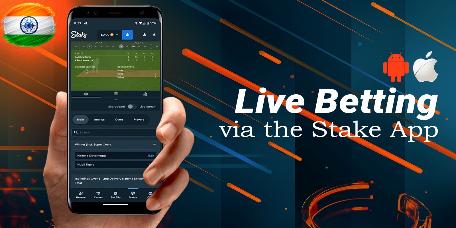 Place live bets with the Stake app