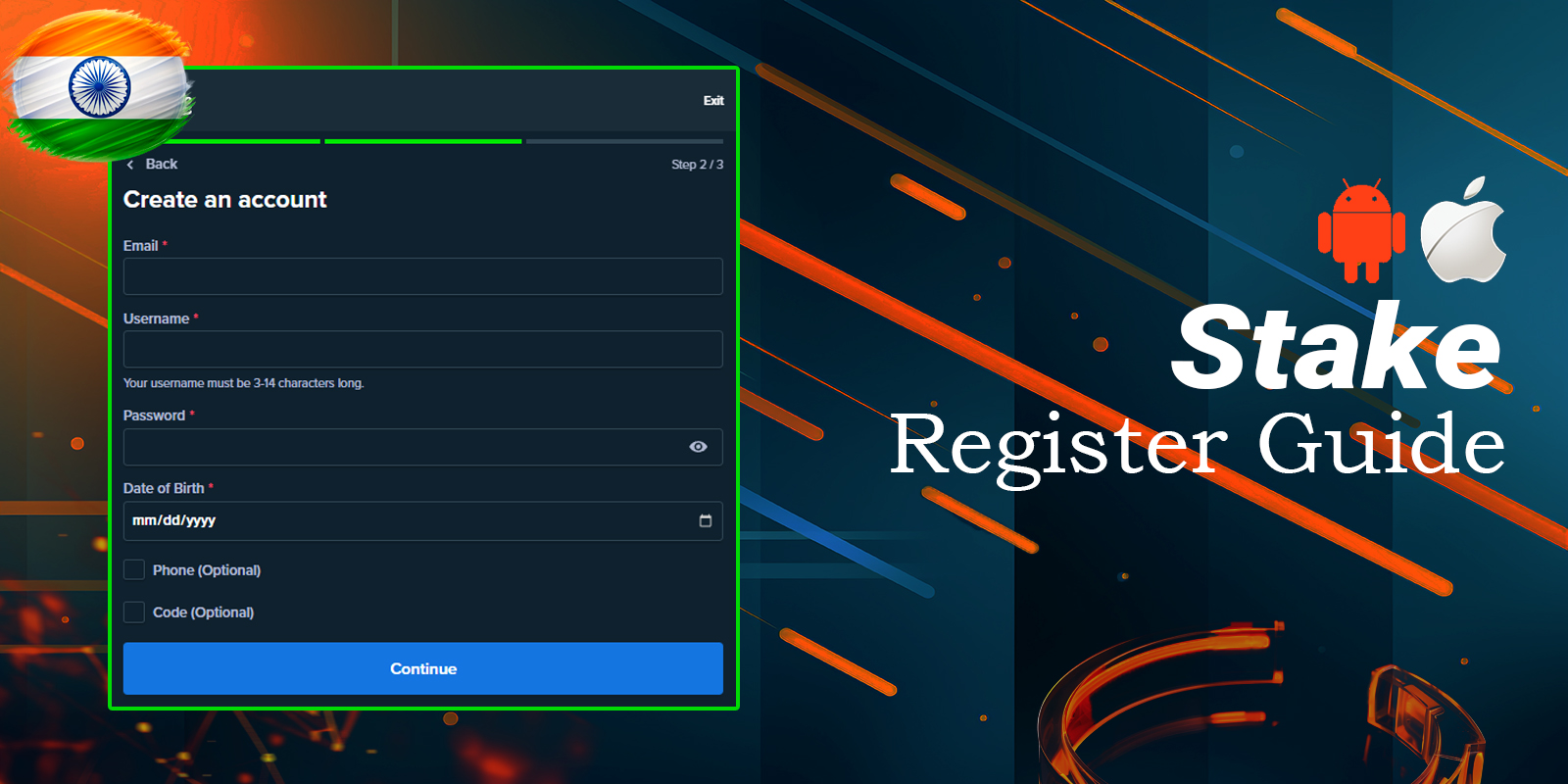 Registering a new Stake account step by step