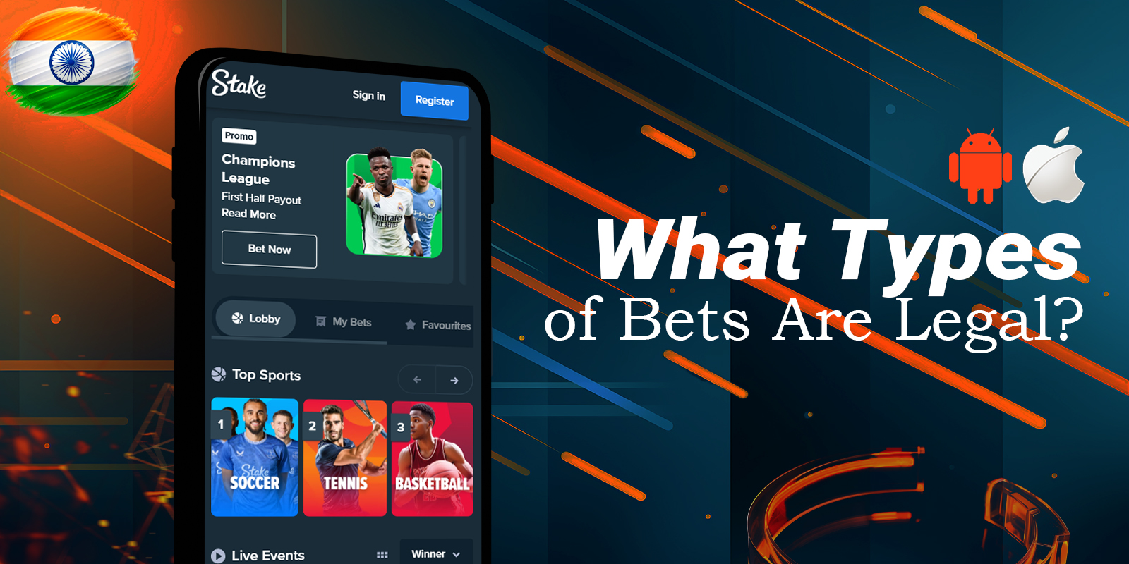 Types of bets available on the online platform Stake 